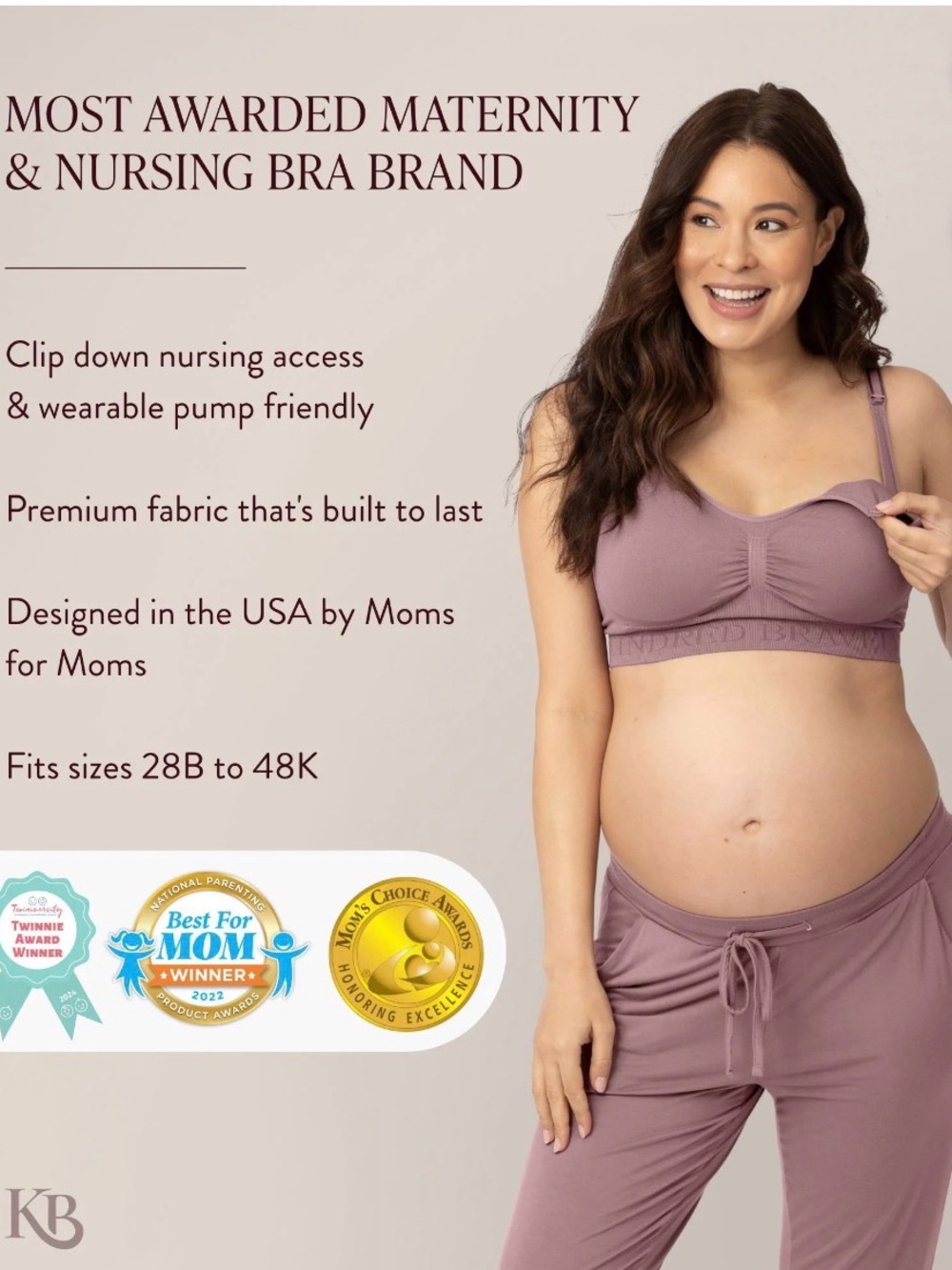 Kindred Bravely seamless Mauve Nursing Bra with Clip-Down Straps size medium - Picture 8 of 11